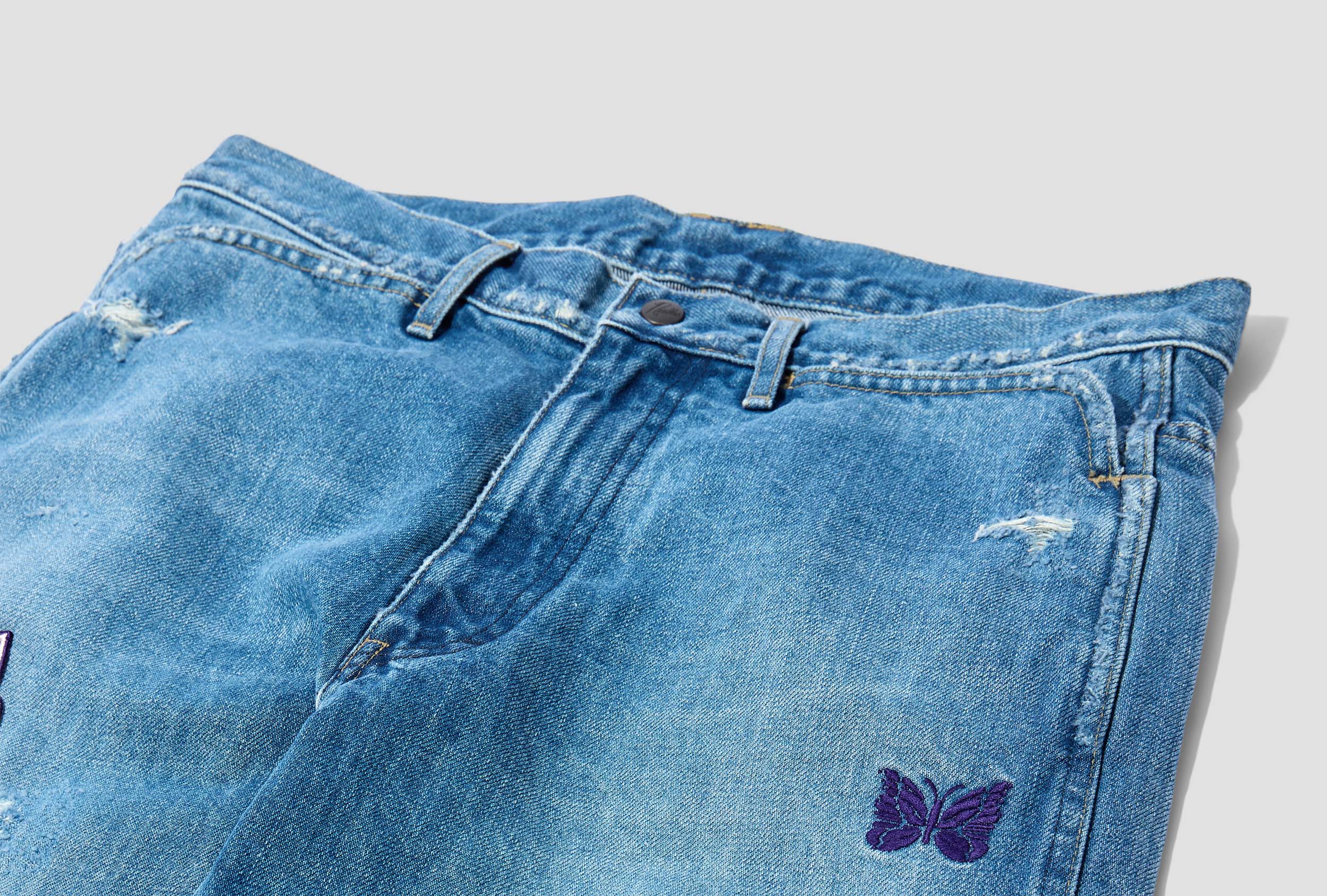 NEEDLES PAPILLON PATCHES STRAIGHT JEAN - 13OZ C/L DENIM