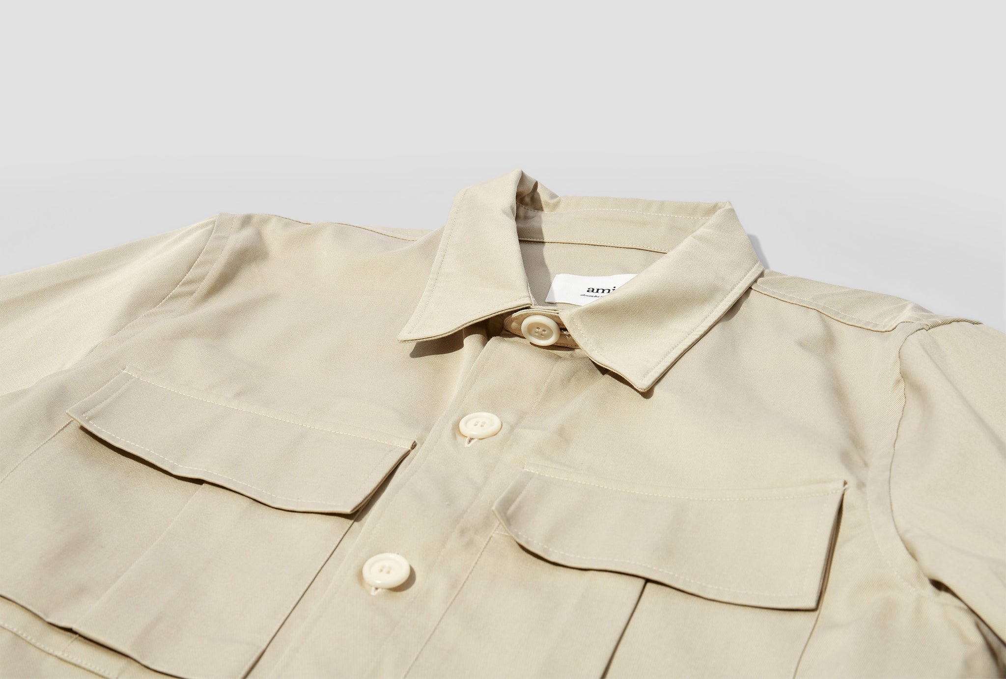 OVERSHIRT WITH AMI SATIN LABEL HSH300.481 Beige