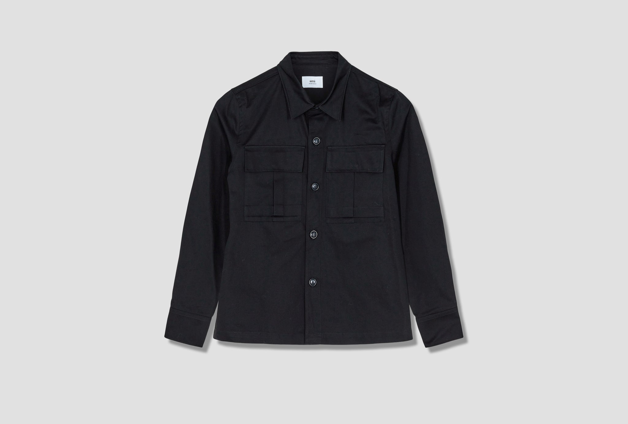 OVERSHIRT WITH AMI SATIN LABEL HSH300.481 Black
