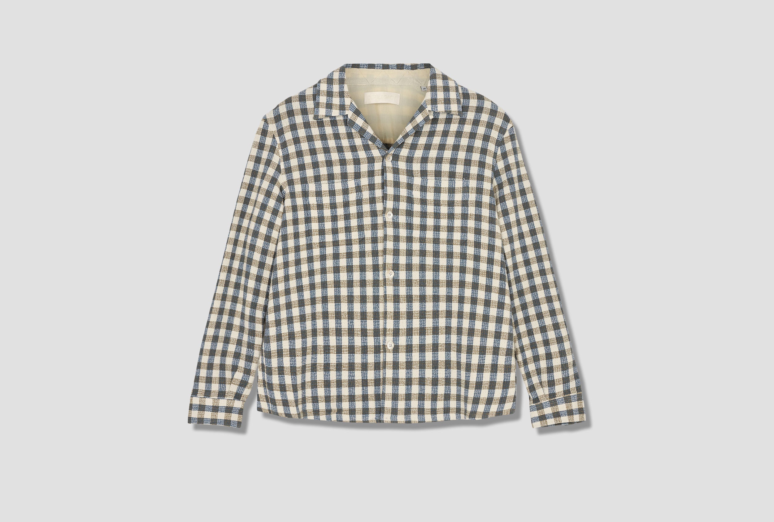 OUR LEGACY HEUSEN SHIRT - LIGHT BLUE/OLIVE SUMMER CHECK