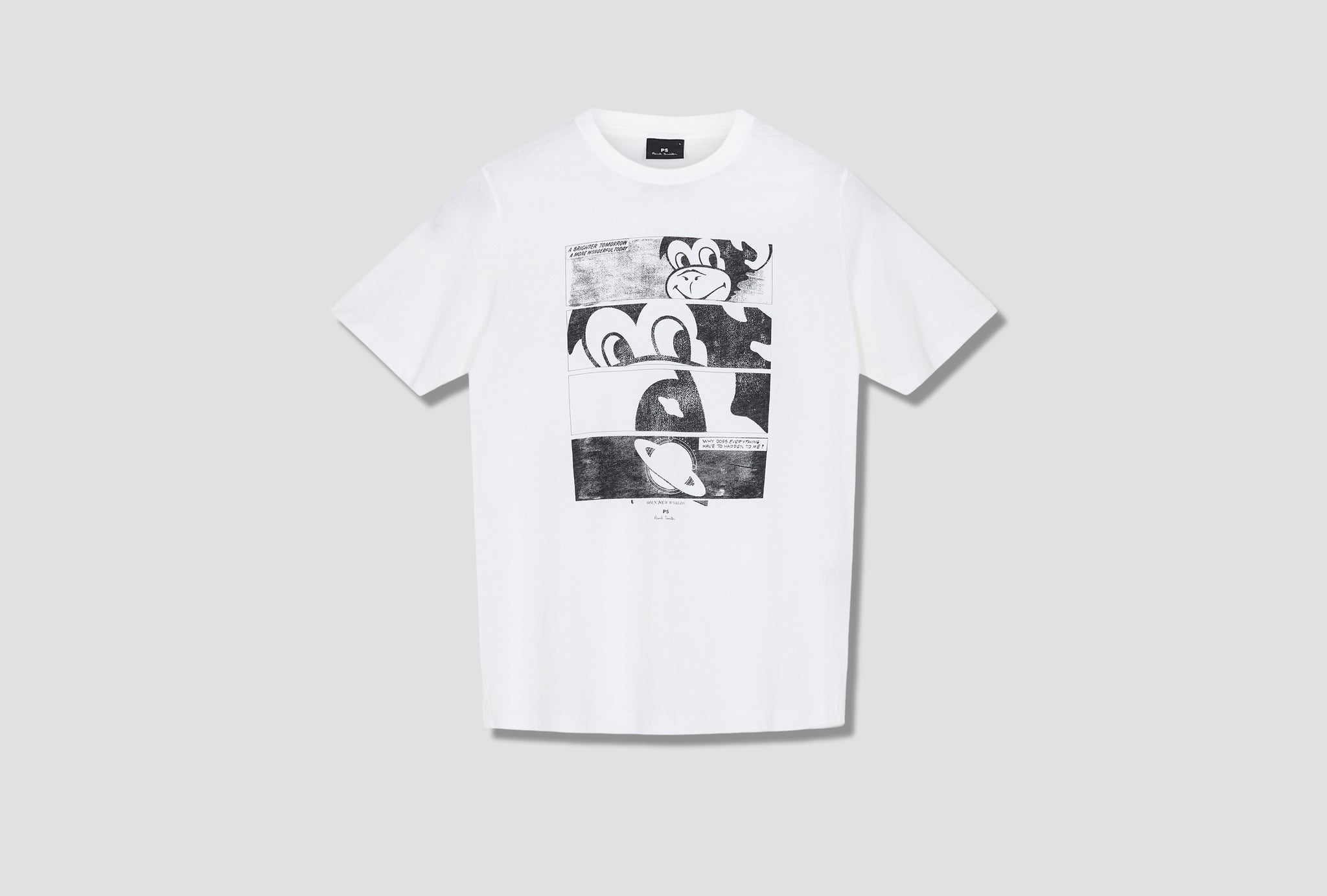 MENS REG FIT SS TSHIRT MONKEY COMIC M2R-011R-HP3273 White