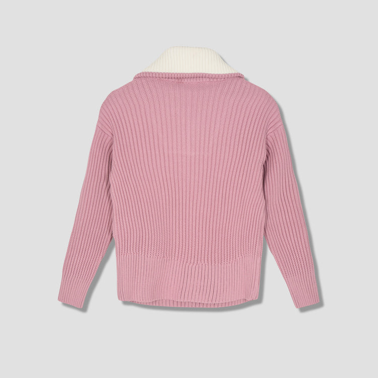 ZIPPED-ROLLNECK RIBBED SWEATER HKS600.016 Light pink