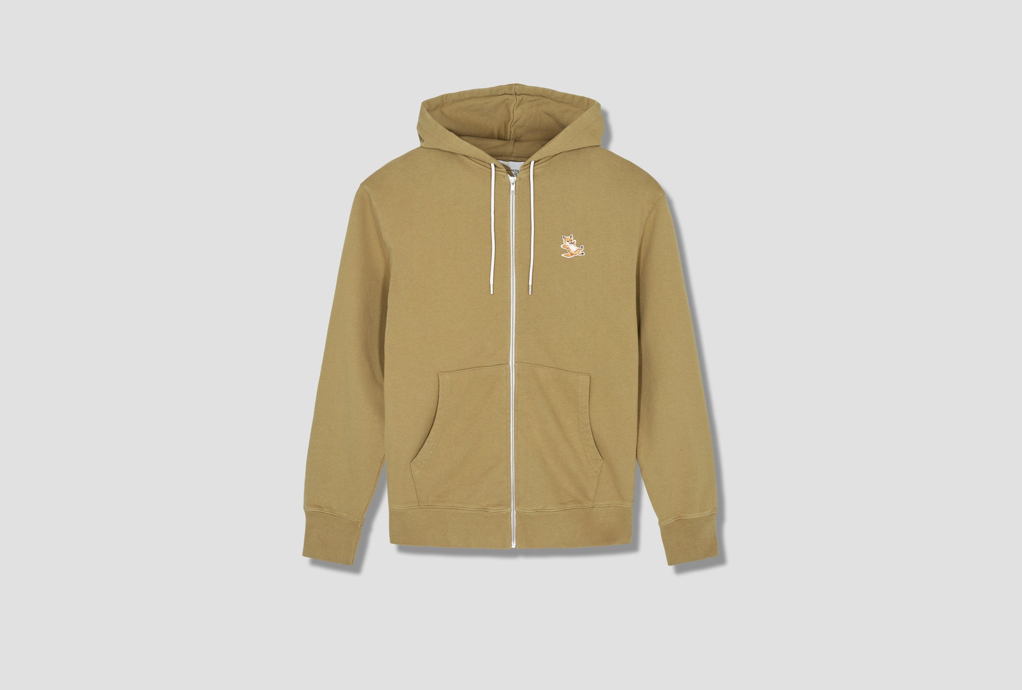 CHILLAX FOX PATCH ZIPPED HOODIE IU00354KM0001 Khaki