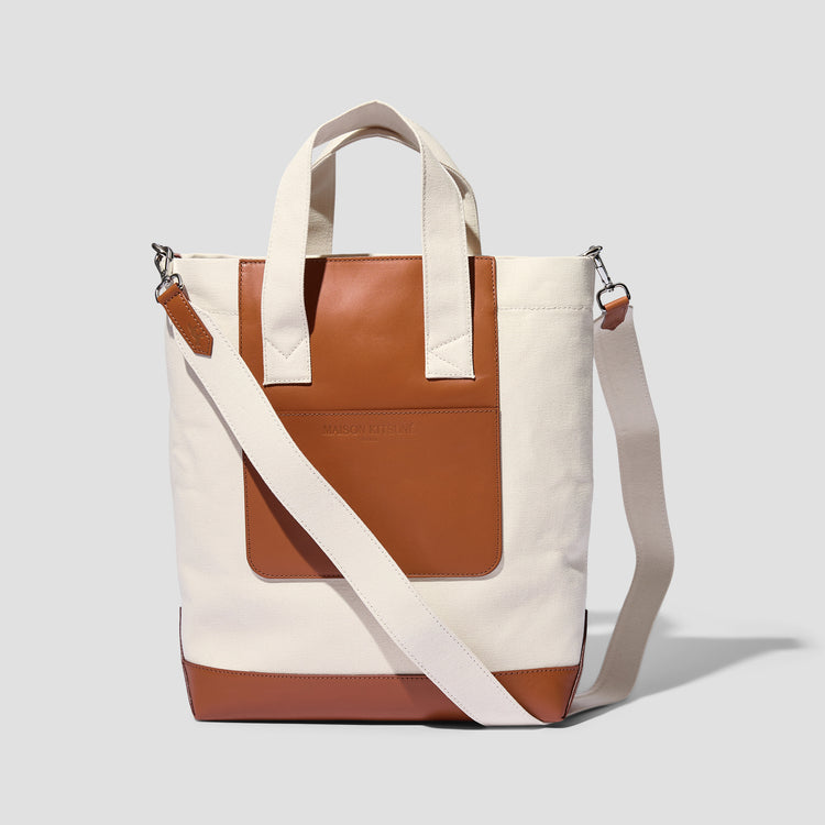 LEATHER & COTTON N/S TOTE IU05157WW0053 Camel