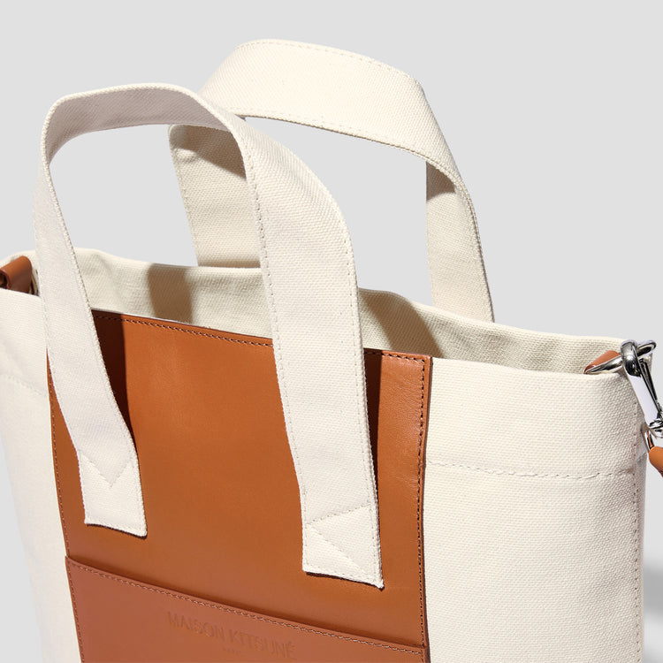 LEATHER & COTTON N/S TOTE IU05157WW0053 Camel