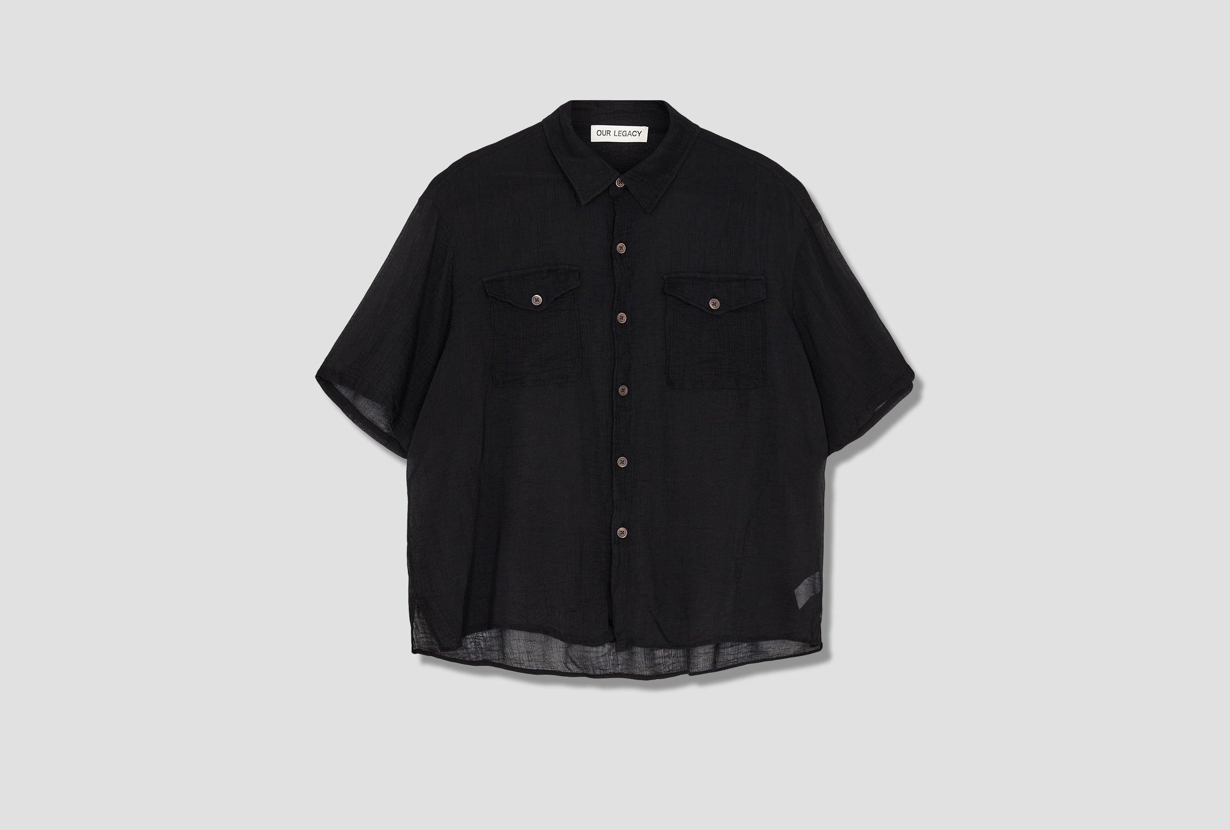 OUR LEGACY MILITARY BASE SHORTSLEEVE SHIRT - RAYON PLAIT M2222MSOB 