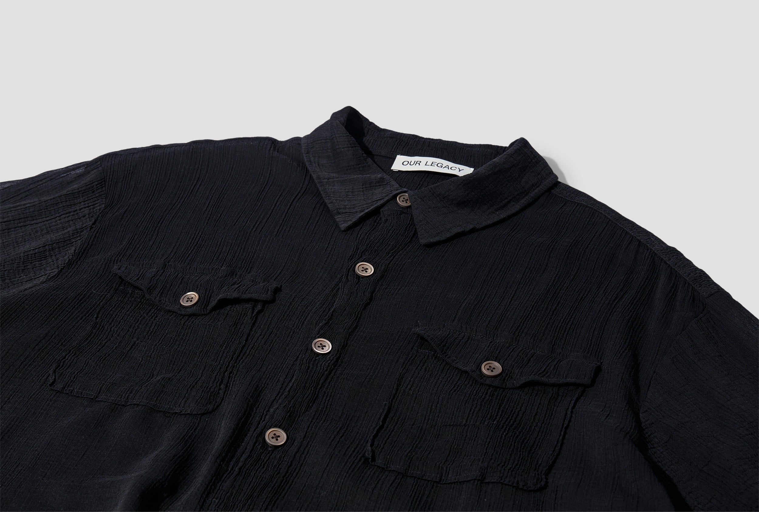 OUR LEGACY MILITARY BASE SHORTSLEEVE SHIRT - RAYON PLAIT M2222MSOB ...