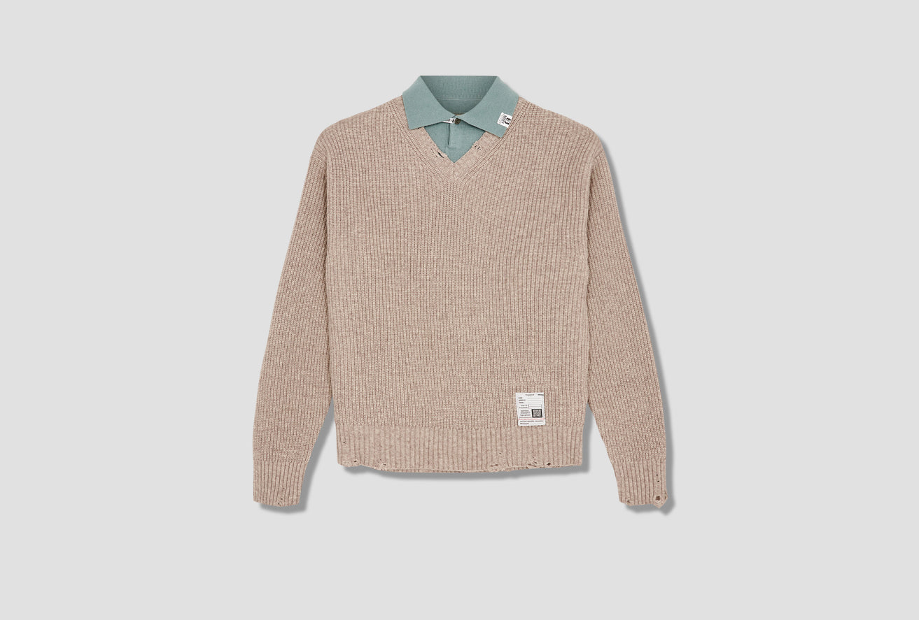 LAYERED KNIT PULLOVER J09SW511 Beige