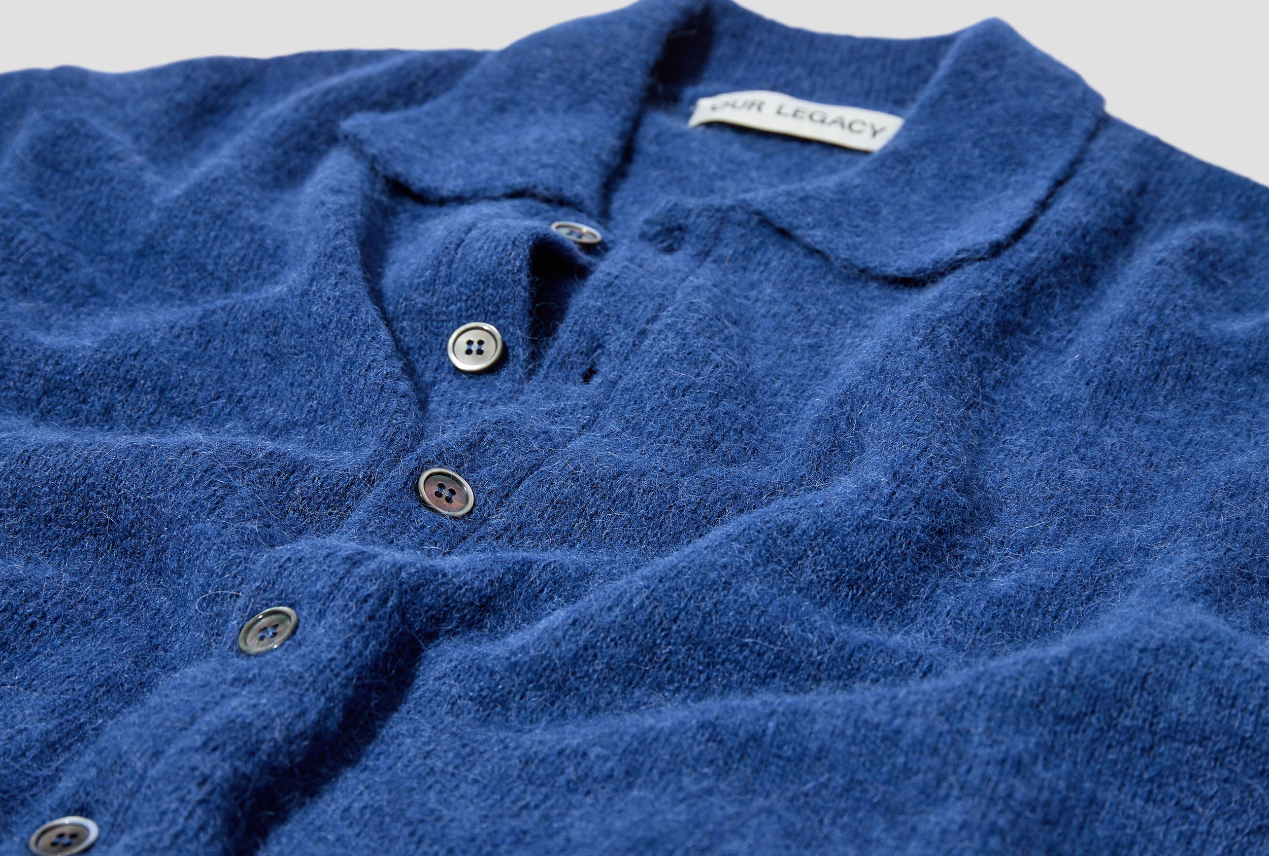 OUR LEGACY EVENING POLO - ROYAL BLUE FUZZY ALPACA M4223EPB Blue