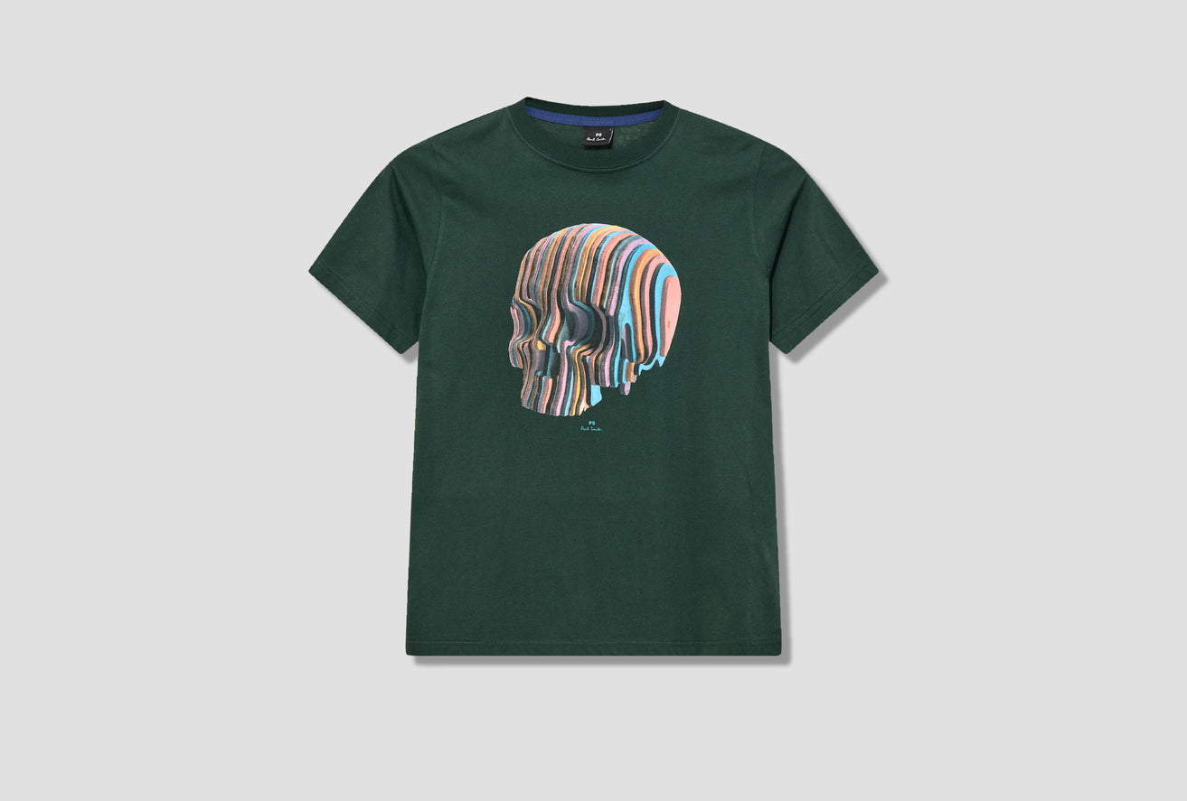 MENS REG FIT T-SHIRT MULTI SKULL M2R-011R-JP3517 Dark green