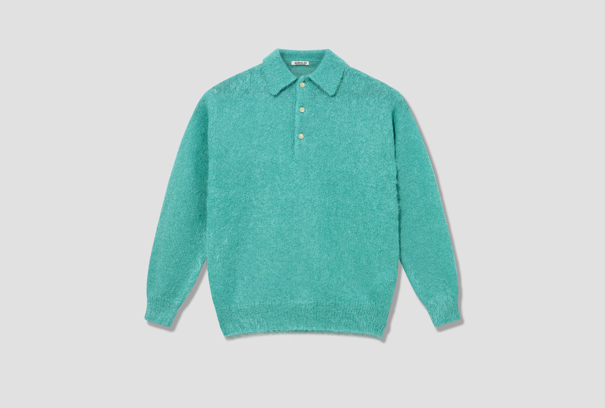 BRUSHED SUPER KID MOHAIR KNIT POLO A22AP02KM Blue