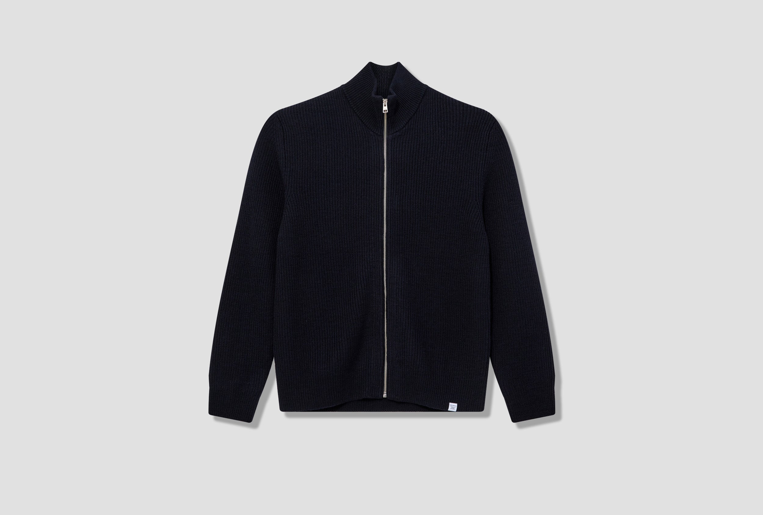 HAGEN WOOL COTTON RIB FULL ZIP JACKET N45-0550 Navy