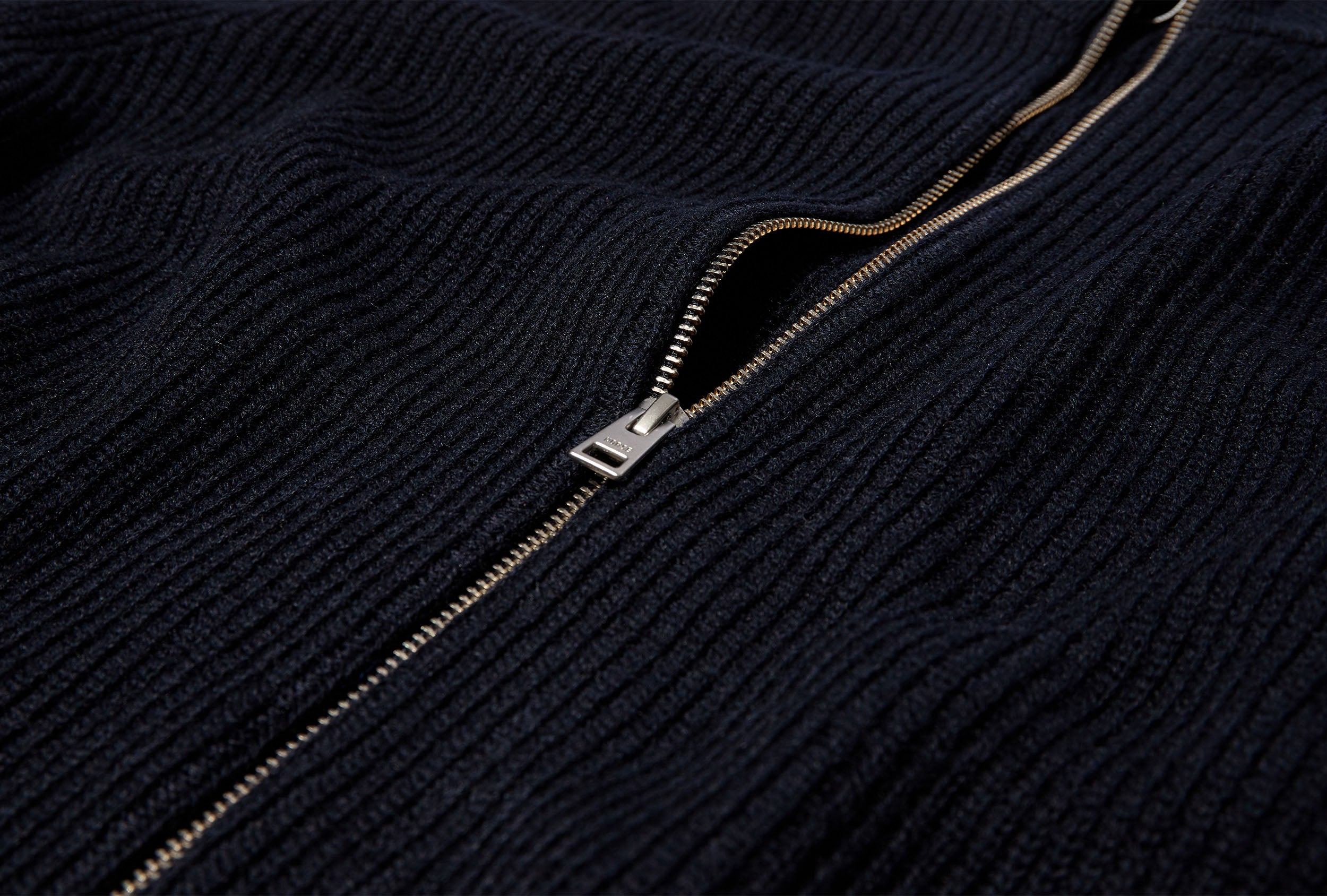HAGEN WOOL COTTON RIB FULL ZIP JACKET N45-0550 Navy