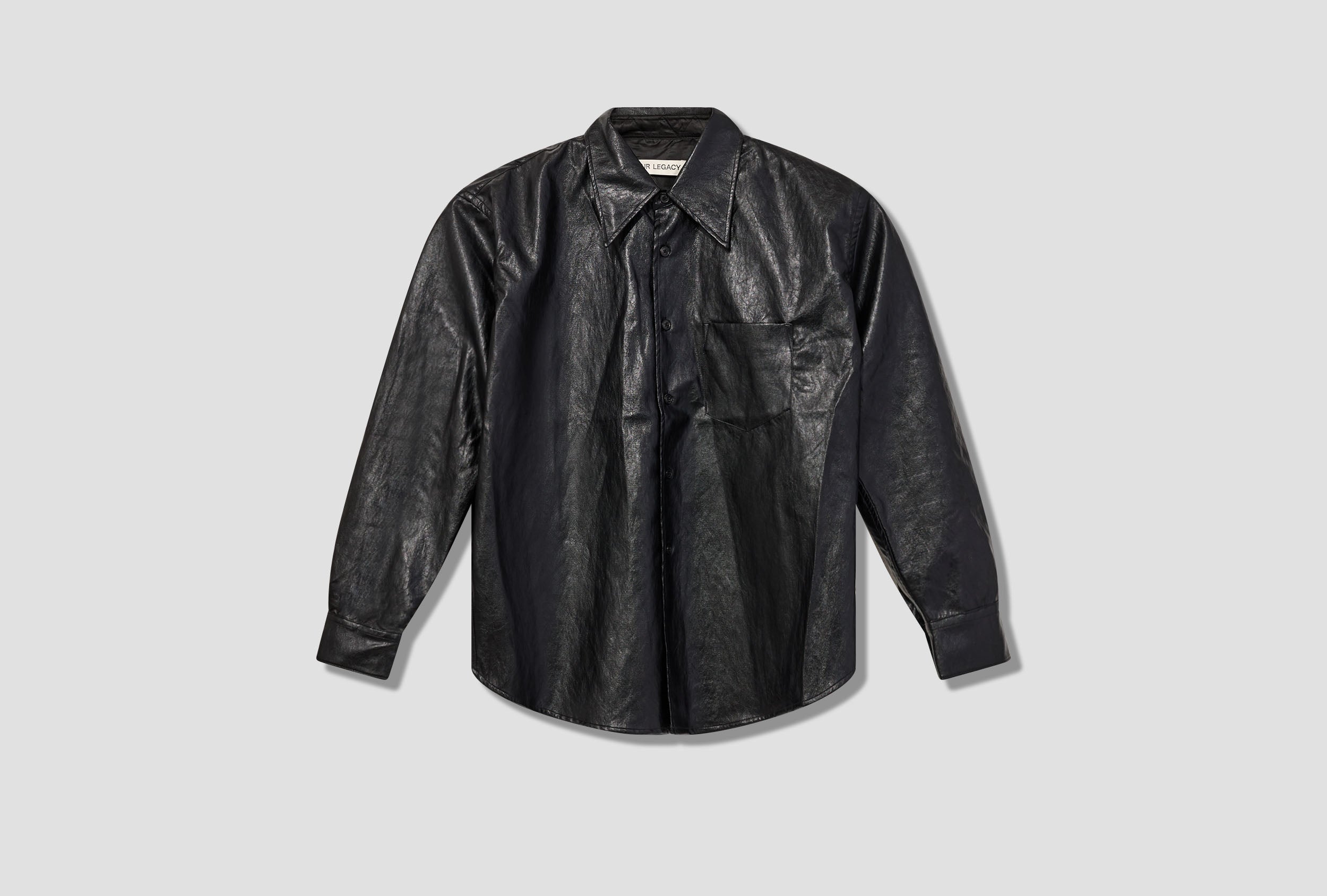 OUR LEGACY COCO 70S SHIRT - CAGEIAN BLACK FAKE LEATHER M4222CB