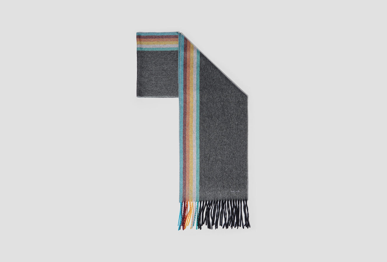 MEN SCARF BRIGHT STRIPE M1A-153G-HS09 Dark grey