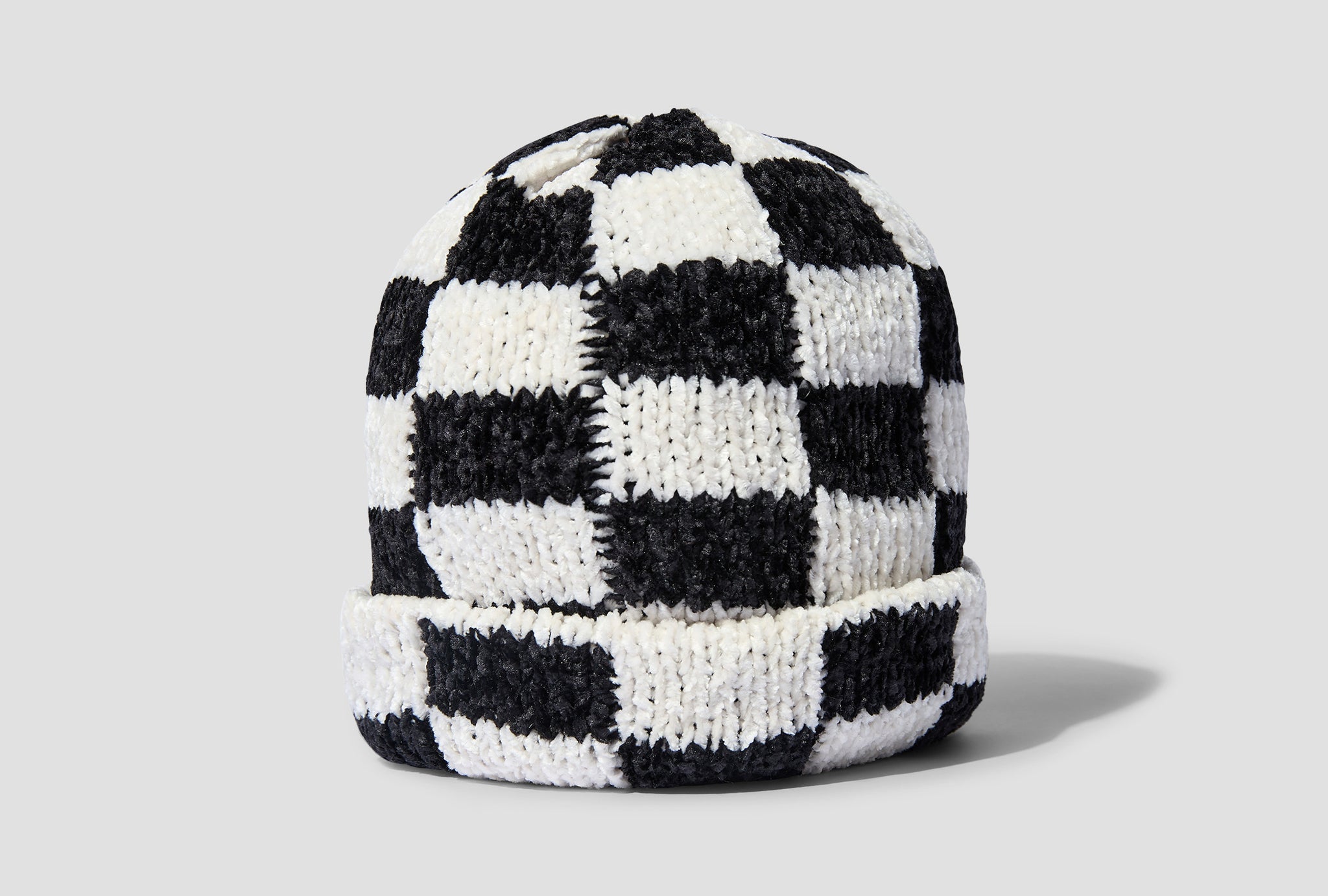CROCHET CHECKERED BEANIE 1321139 Black