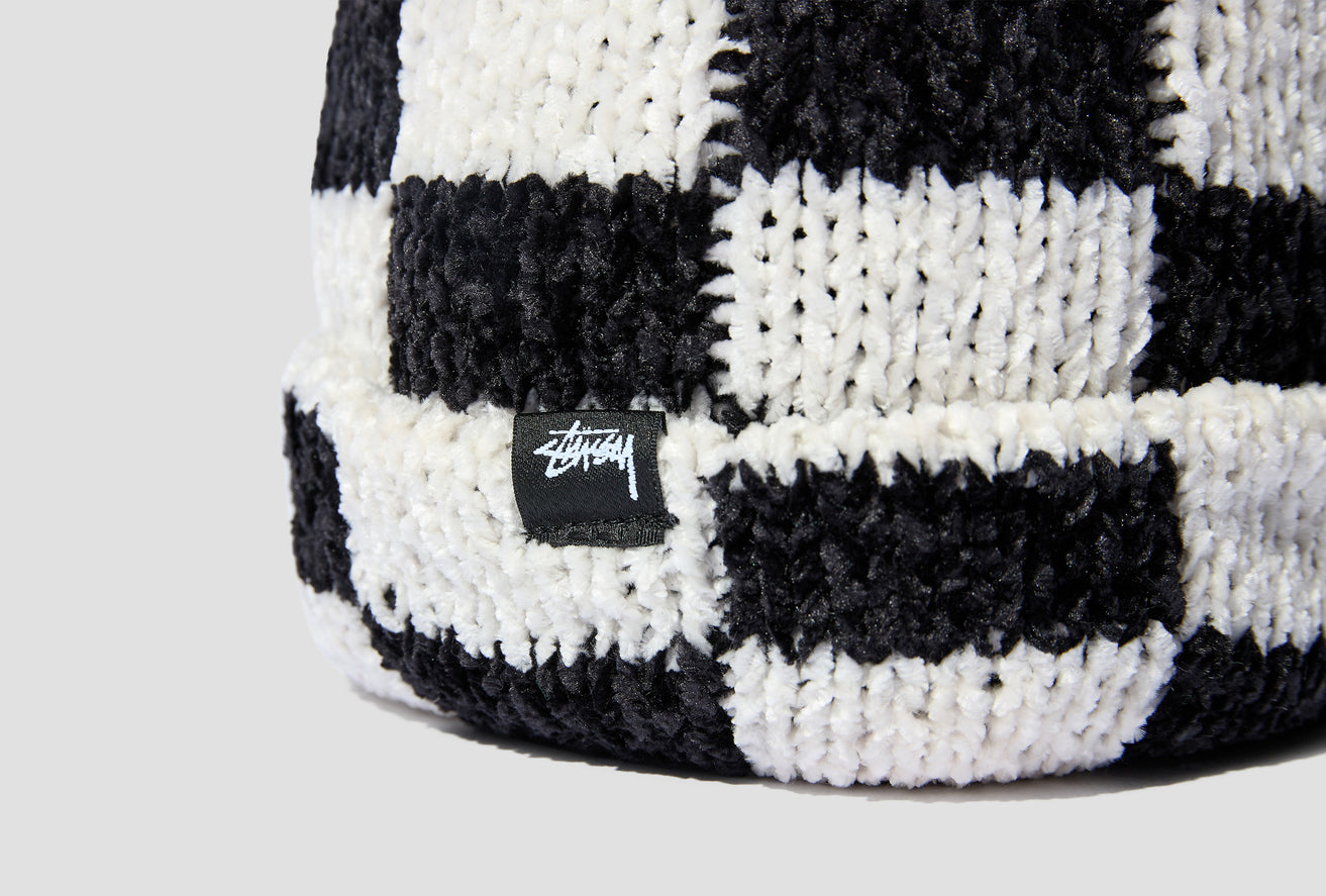CROCHET CHECKERED BEANIE 1321139 Black