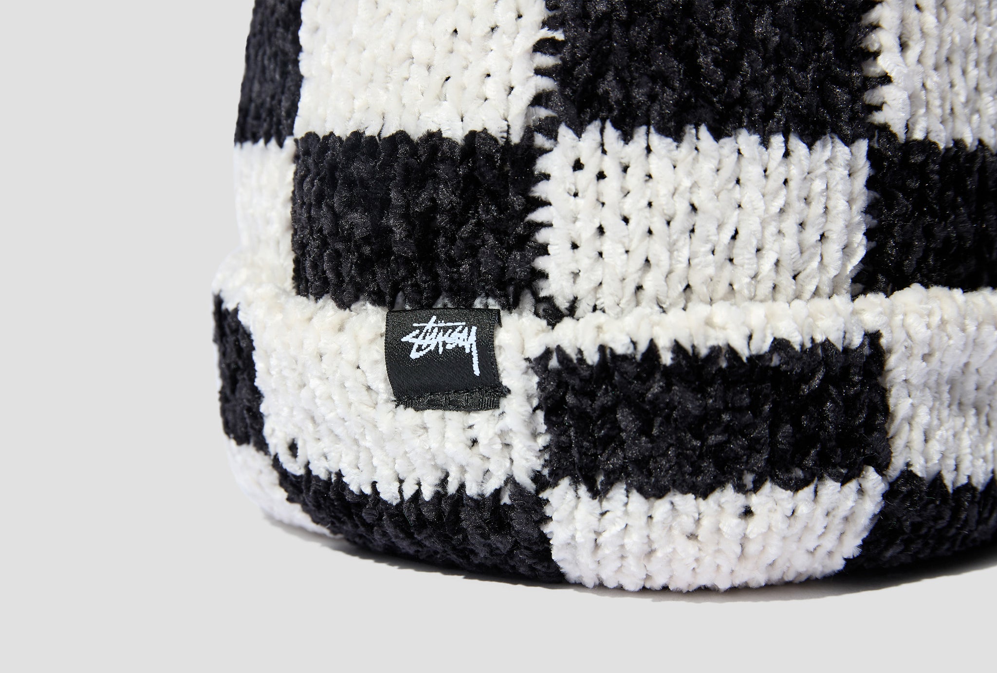 CROCHET CHECKERED BEANIE 1321139 Black