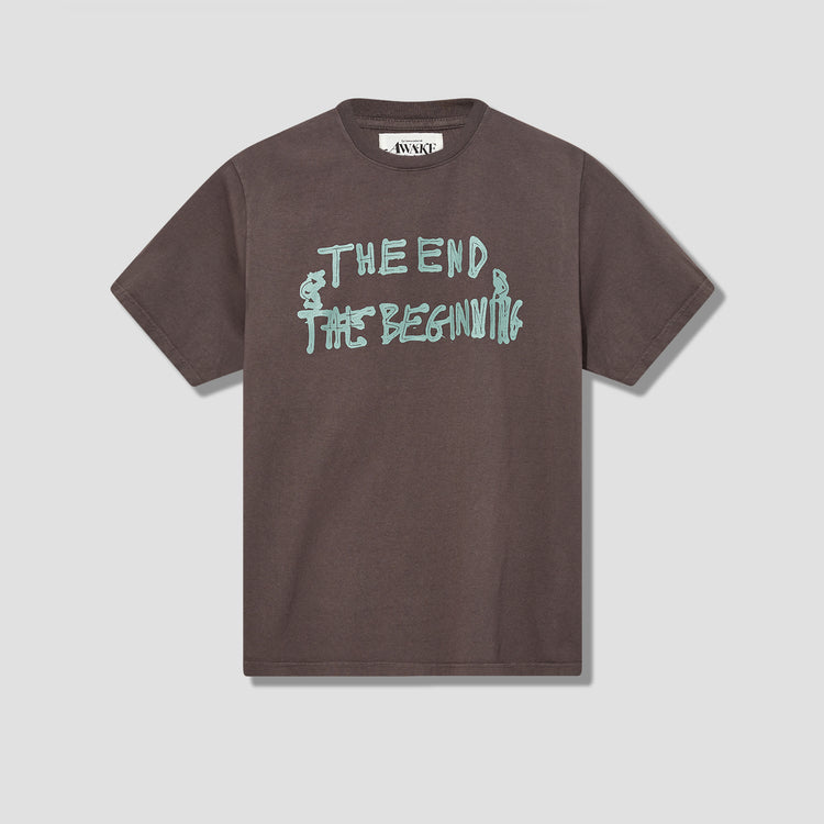 END AND BEGINNING SHORT SLEEVE TEE AWK-FW22-TS006 Brown