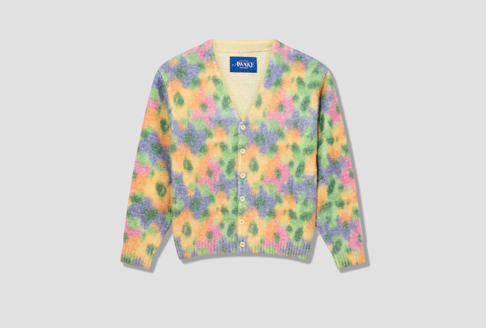 MOHAIR FLORAL PRINTED CARDIGAN AWK-SP22-SW001 Yellow