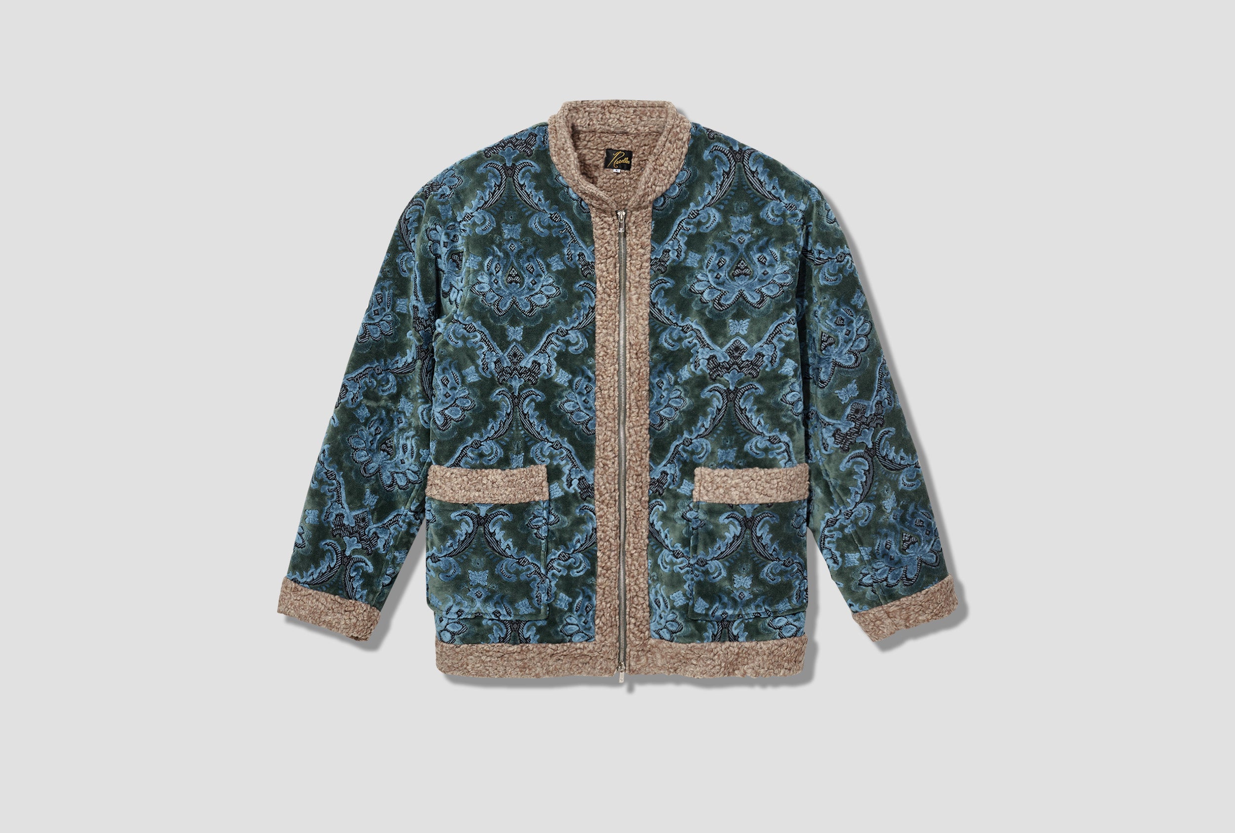 NEEDLES ZIPPED TIBETAN JACKET - DAMASK GOBELIN JQ. LQ110 Blue