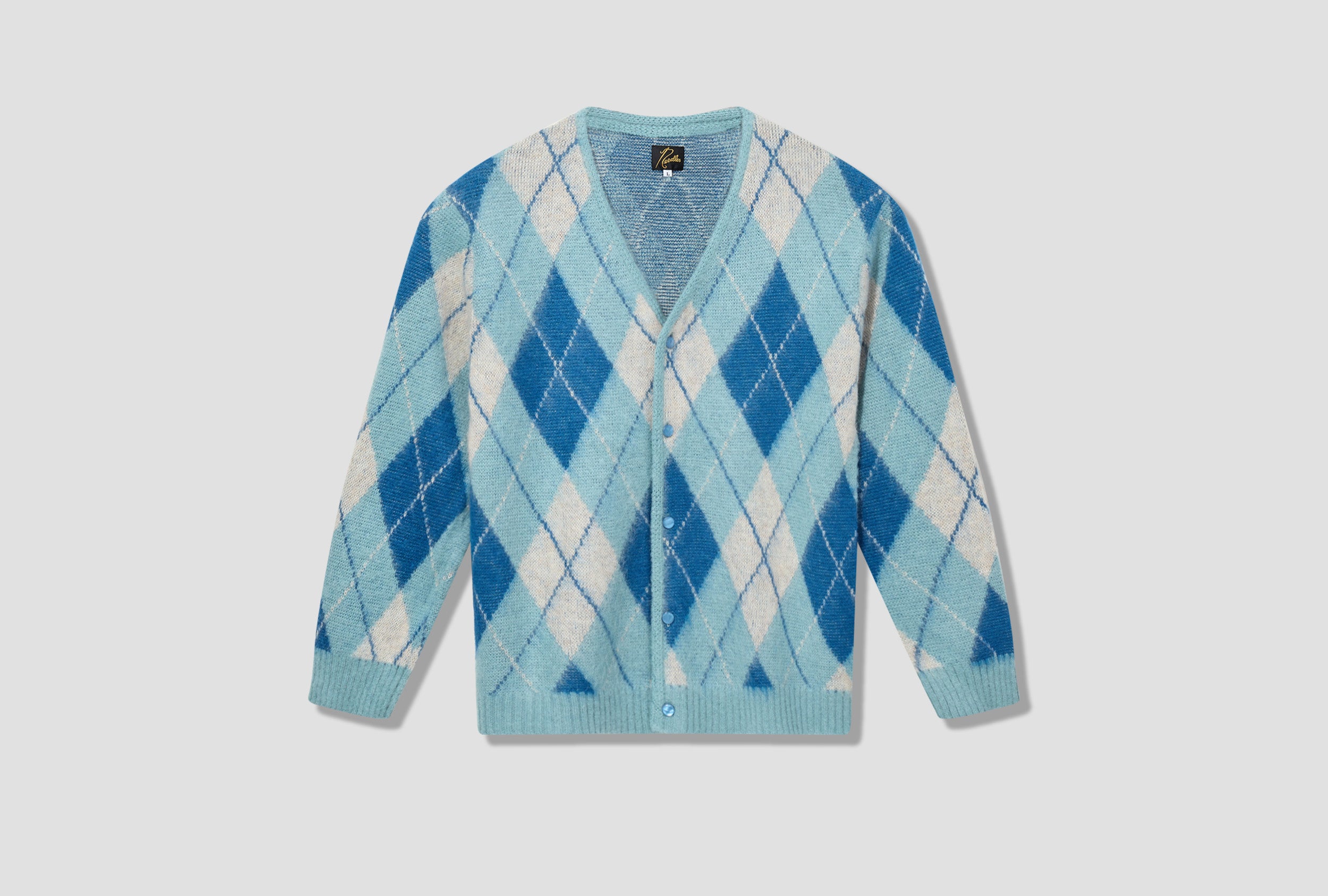 MOHAIR CARDIGAN - ARGYLE LQ271 Light blue