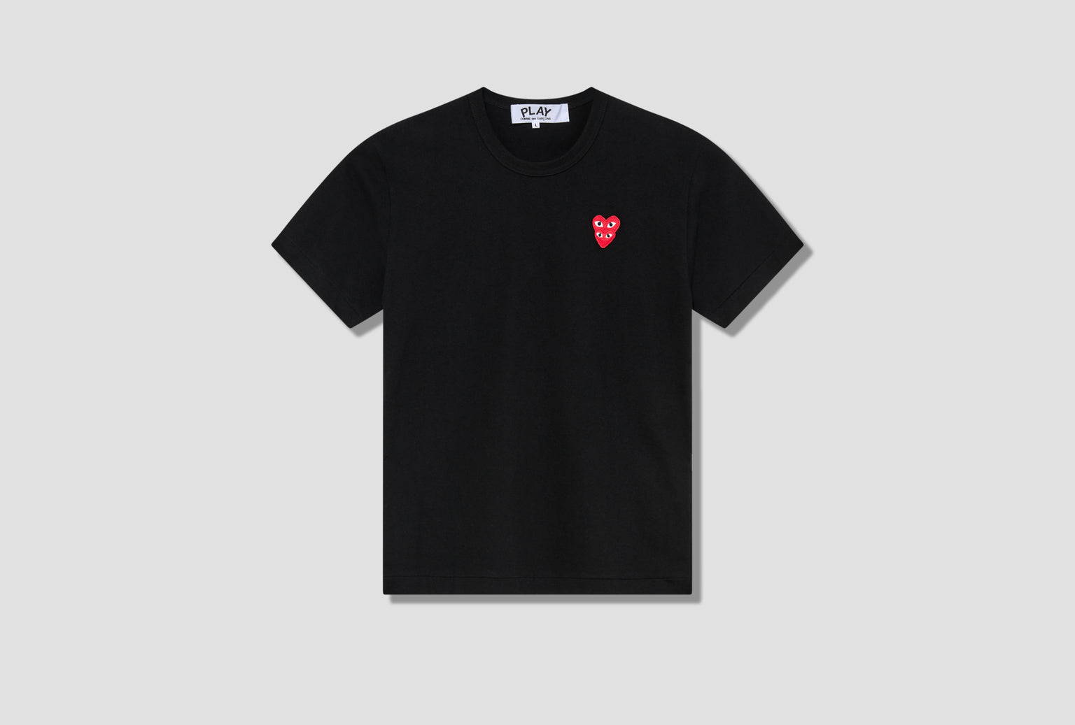 PLAY COMME DES GARÇONS MENS T-SHIRT DOUBLE RED HEART P1T288 Black