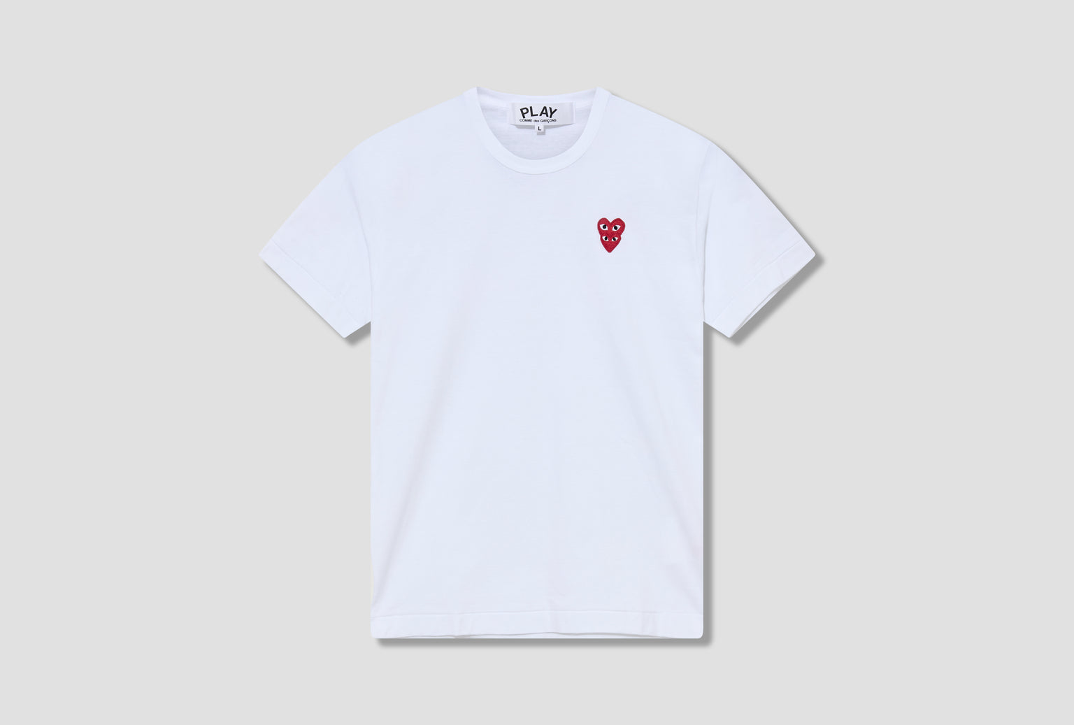 PLAY COMME DES GARÇONS MENS T-SHIRT DOUBLE RED HEART P1T288 White