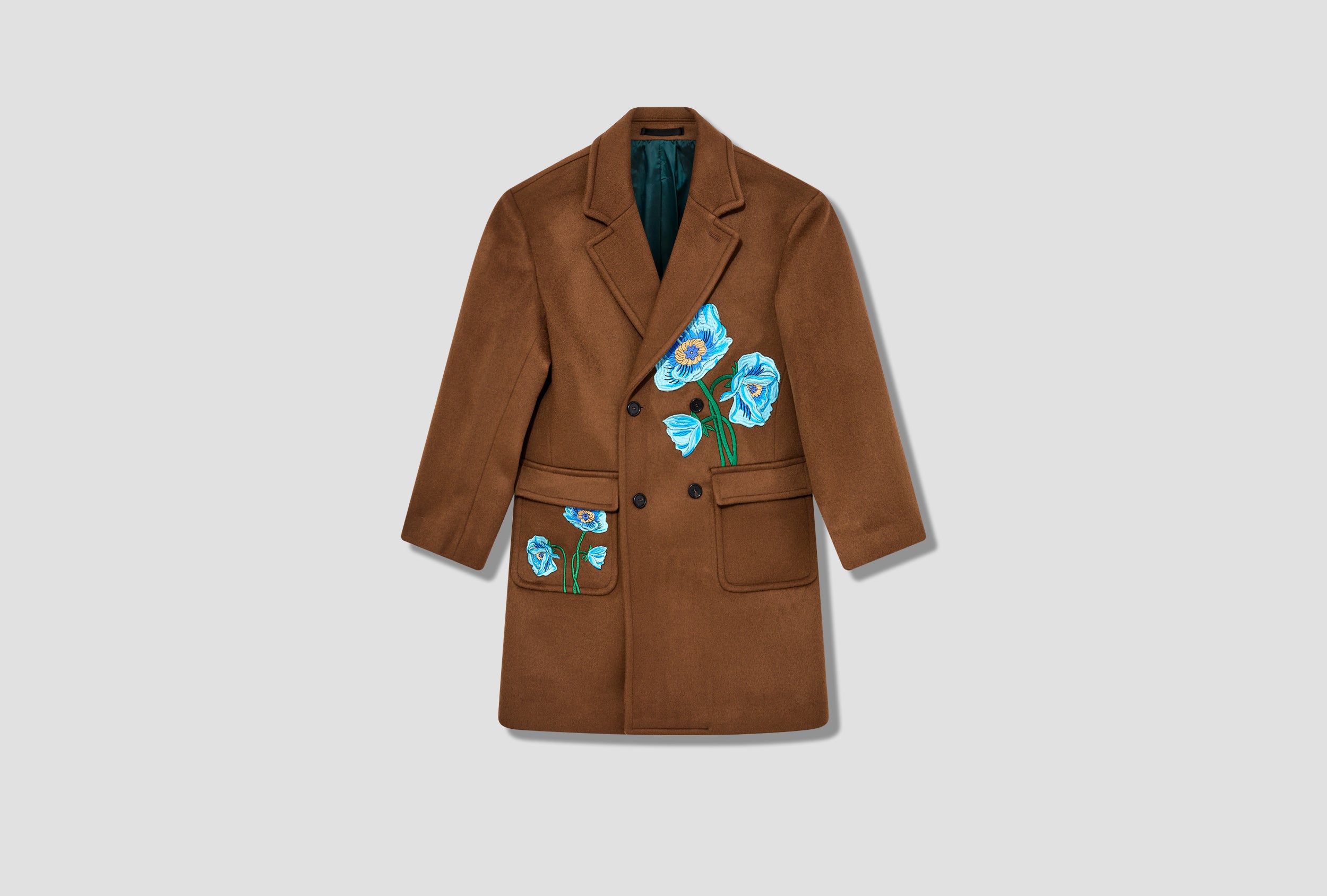 FLORAL OVERSIZED OVERCOAT AWK-FW22-OT007 Brown