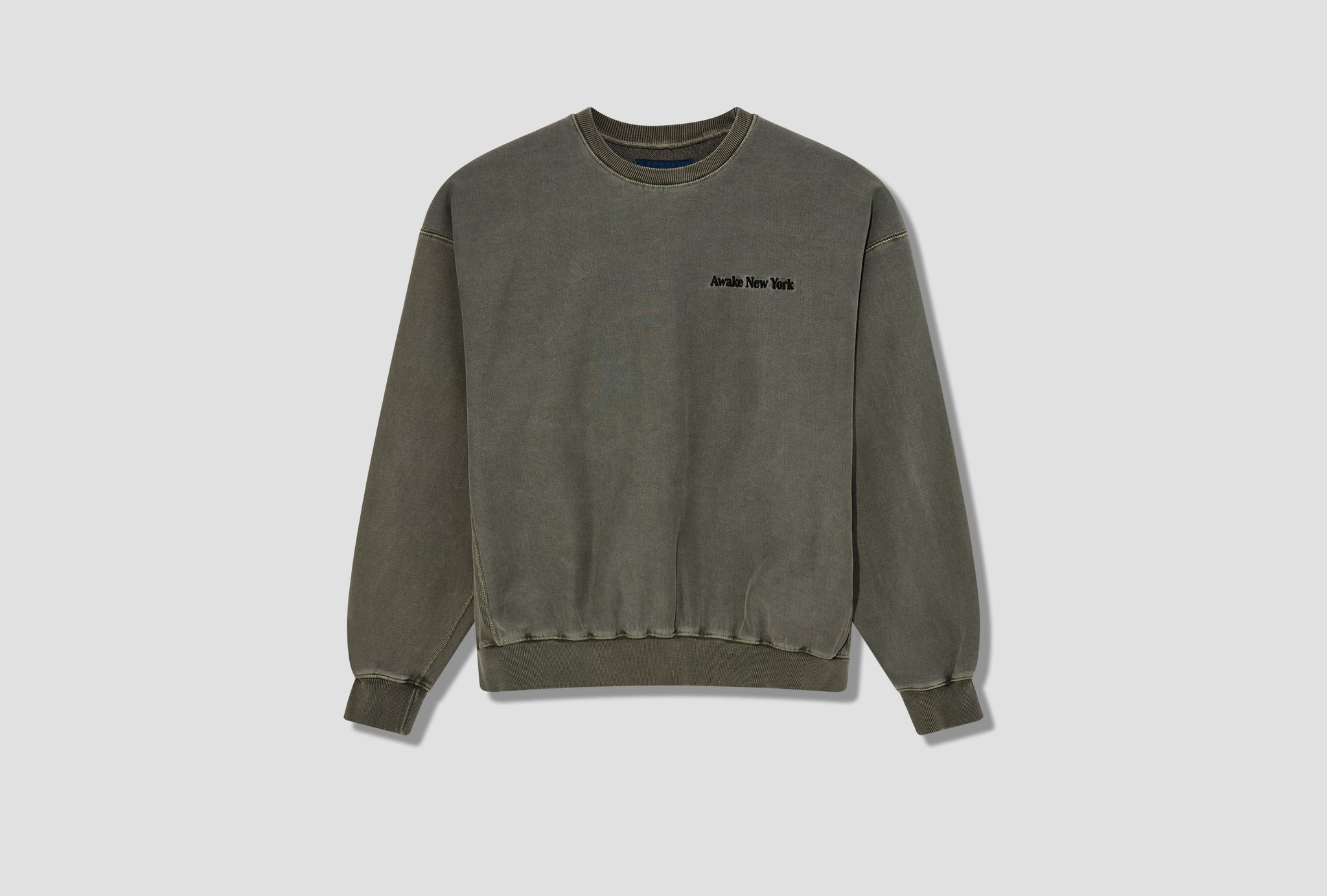 PIGMENT DYED EMBROIDERED CREWNECK SWEATSHIRT AWK-FW22-CN001 Dark green