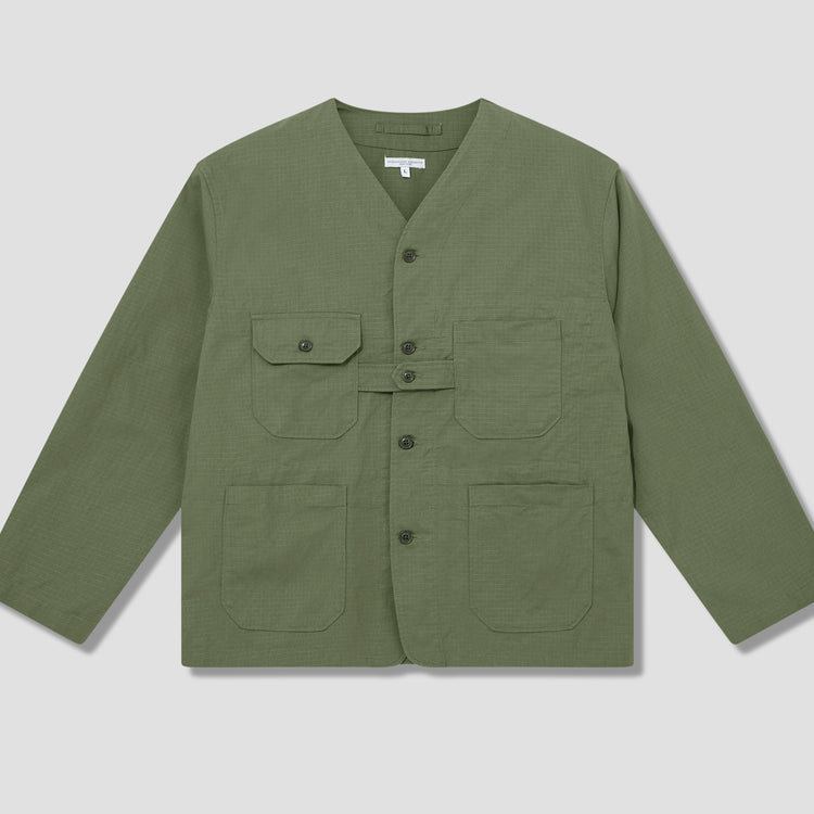 CARDIGAN JACKET - OLIVE COTTON RIPSTOP 23S1D034