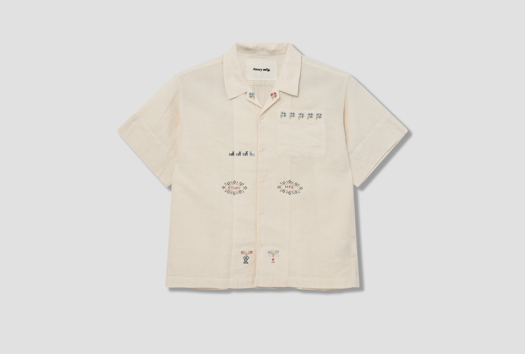 GREETINGS SHIRT - SAMPLER HAND EMBROIDERY SSS23SHGRECOLSAM Off white