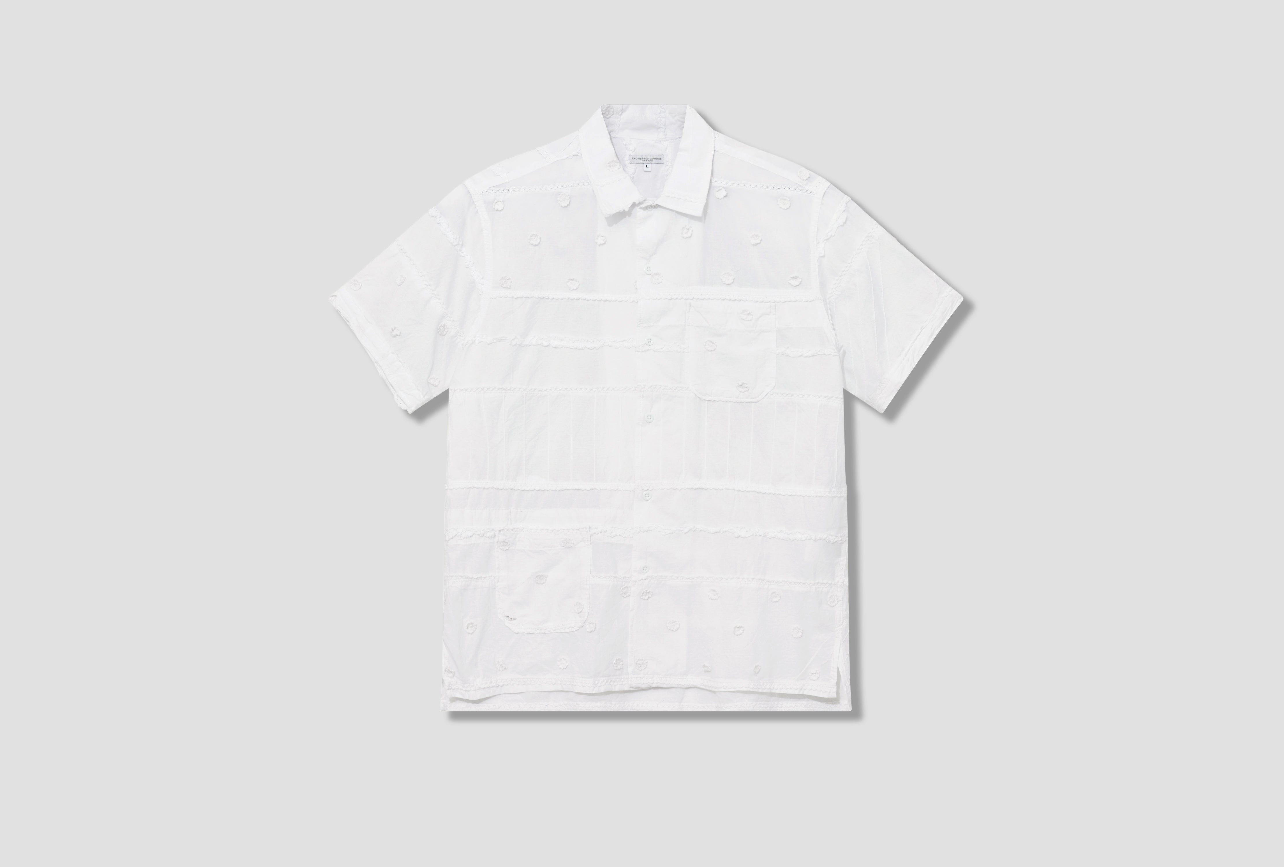 CAMP SHIRT - WHITE COTTON MIXED PATCHWORK 23S1A004