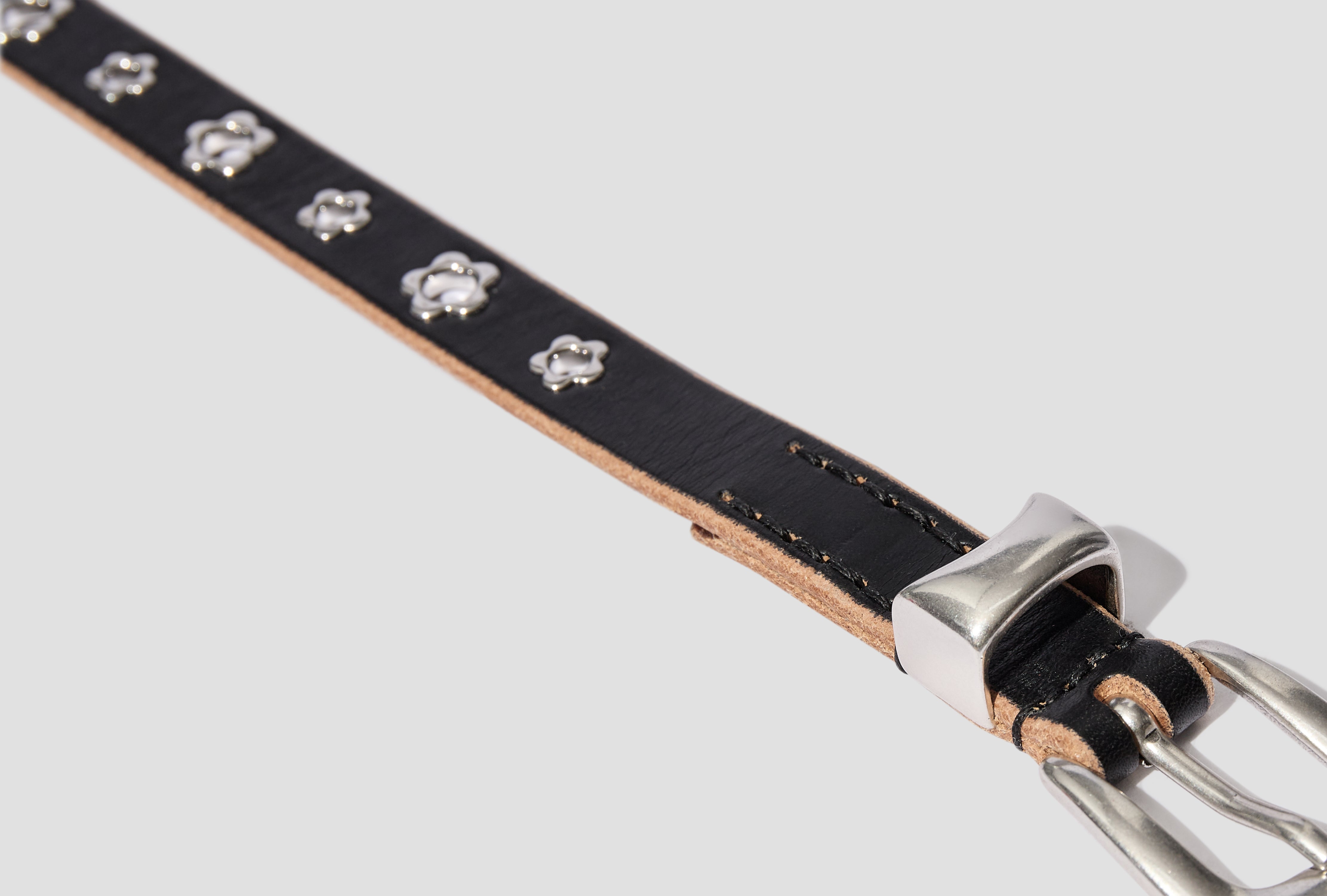 OUR LEGACY 2 CM BELT - FLOWERS ON BLACK LEATHER A22382F