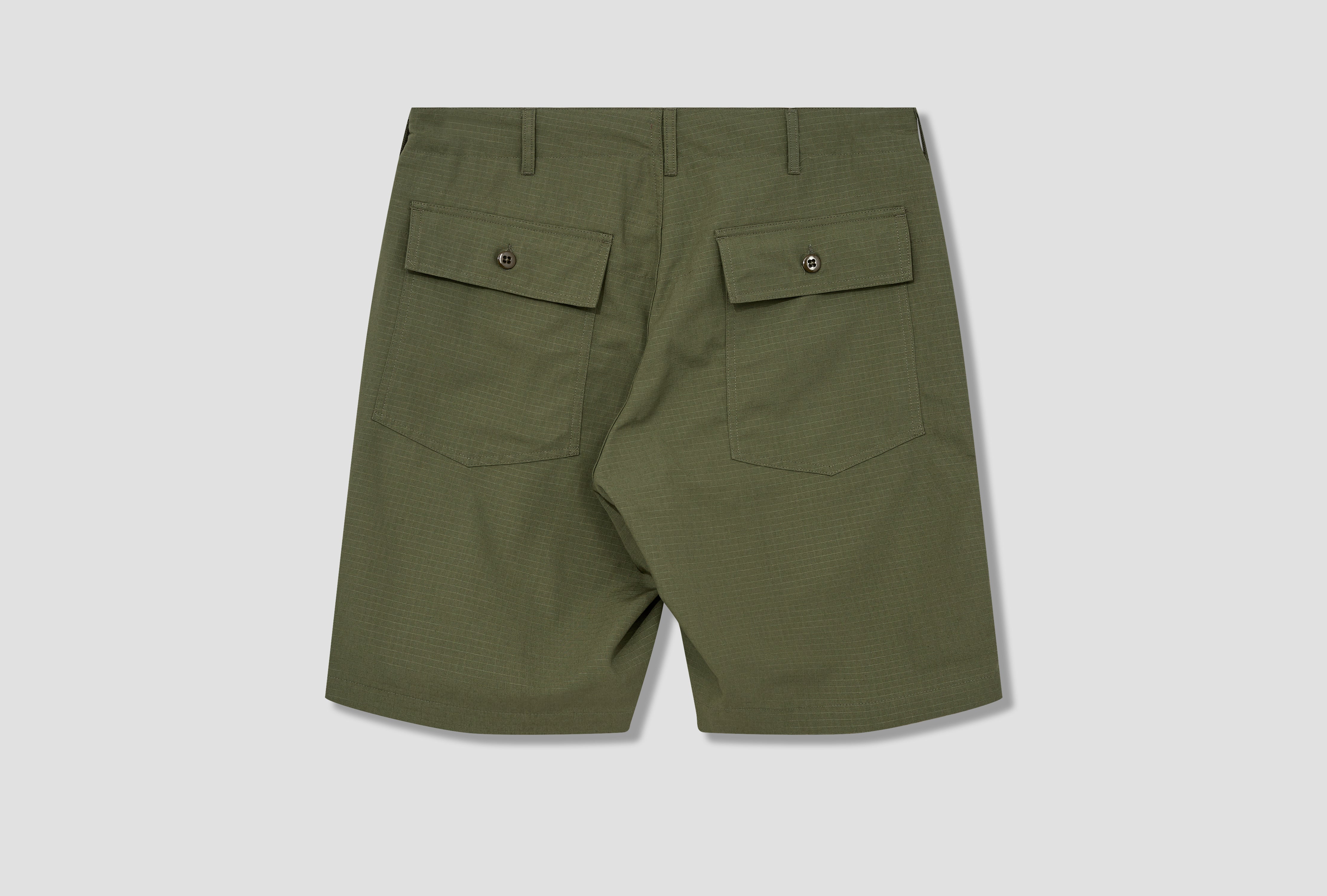 ENGINEERED GARMENTS FATIGUE SHORT - OLIVE COTTON RIPSTOP 23S1E003