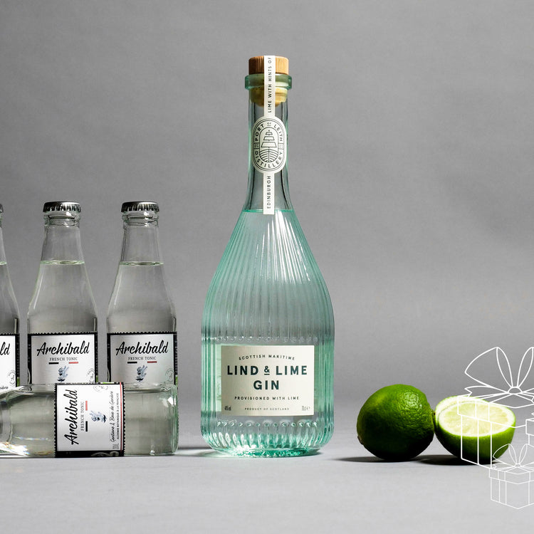BOX LIND & LIME GIN 44% 700 ML. & 4 ARCHIBALD FRENCH TONIC 200 ML.